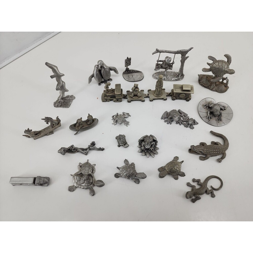 Pewter Statues 18+ Figurines Even has the popular Cola Cola Train, Etc.....